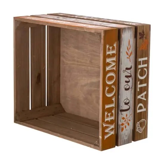 Glitzhome&reg; Wooden Pumpkin Crate Set {4}