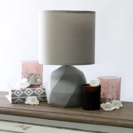 Simple Designs 10.6" Geometric Concrete Lamp Gray {5}