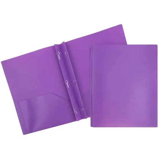 JAM Paper 9.5" x 11" Plastic 2 Pocket School POP Folders with Clasps, 6ct. Purple {1}