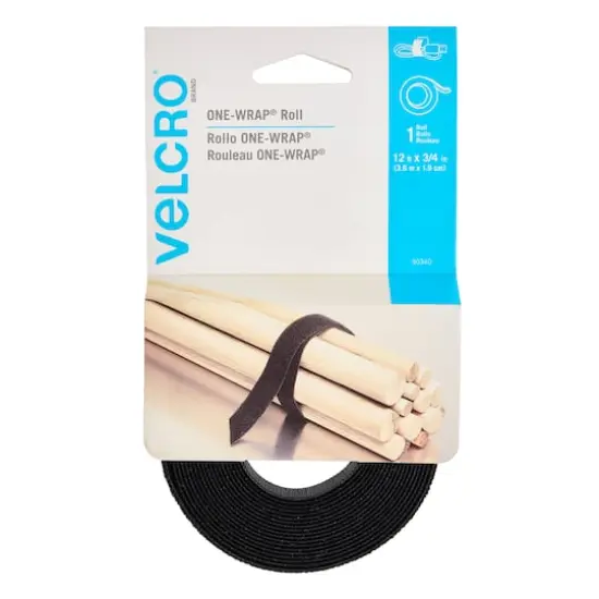 VELCRO&reg; Brand ONE-WRAP&reg; Black Roll, 12ft. {1}