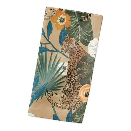 Tropical Cheetah Cotton Twill Dinner Napkin Beige {3}