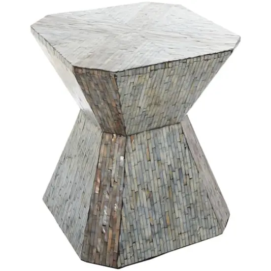 20" Gray Mother of Pearl Hourglass Accent Table {1}
