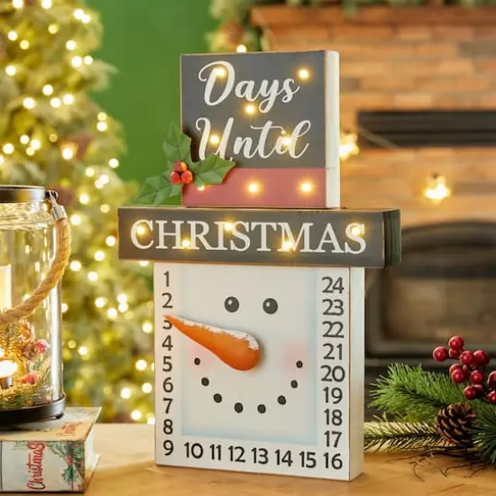 Glitzhome&reg; 15" LED Christmas Snowman Countdown D&eacute;cor {3}