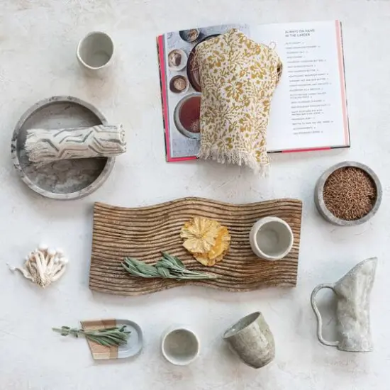 Hello Honey&reg; 16" Walnut Finish Grooved Mango Wood Cheese & Cutting Board {8}