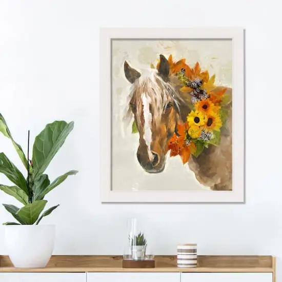 Harvest Horse Wall Art with White Frame {3}