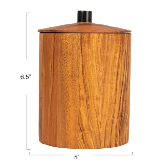 Hello Honey&reg; 6.5" Natural Compact Acacia Wood Canister with Handle {9}