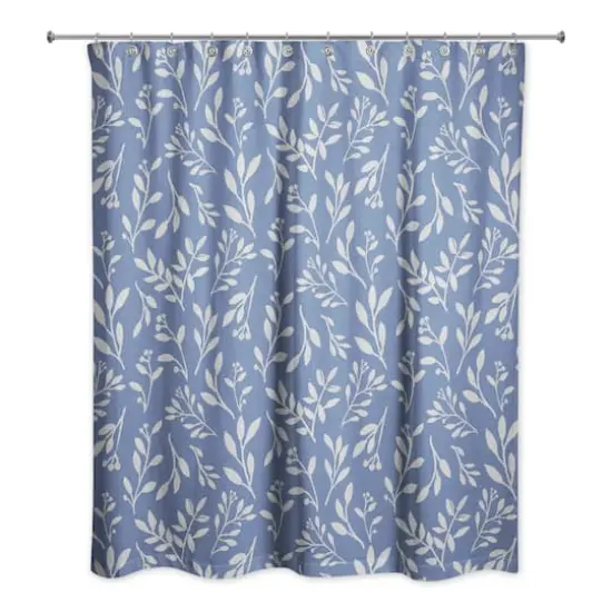 74" Delicate Floral Shower Curtain Navy {1}