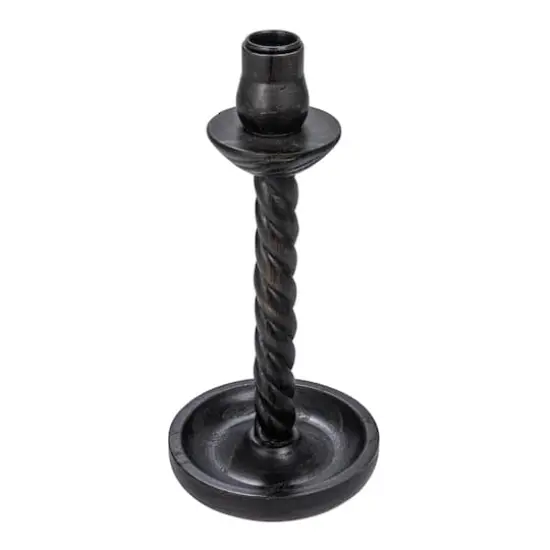 Hello Honey&reg; Round Black Wood Taper Candle Holder Set {8}