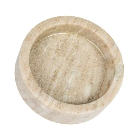 Hello Honey&reg; 5" Beige Round Marble Dish & Bottle Holder {1}