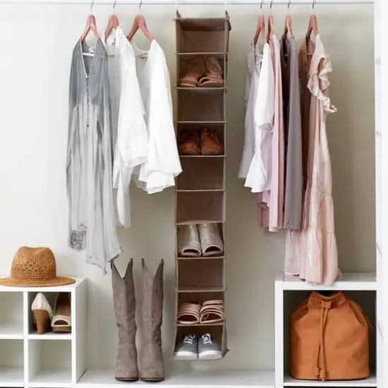 Household Essentials 10 Shelf Hanging Closet Organizer Brown {3}