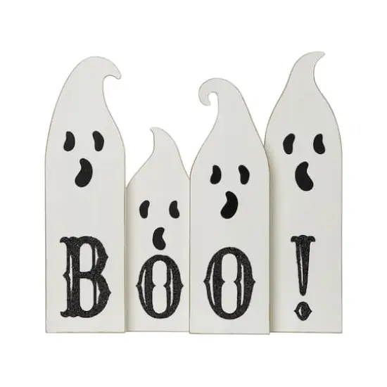 Glitzhome&reg; 12" Ghost Halloween Wooden Table Decor {5}