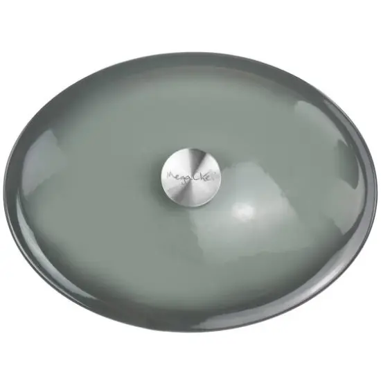 MegaChef 7qt. Gray Oval Enameled Cast Iron Casserole {6}