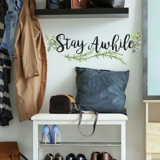RoomMates Stay Awhile Quote Peel & Stick Wall Decals {3}