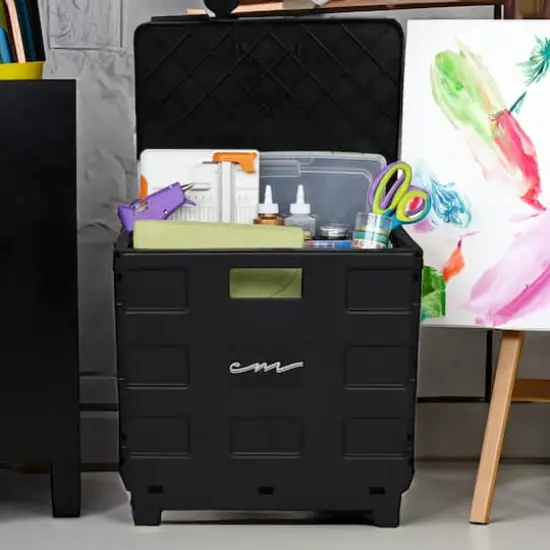 Everything Mary Collapsible Rolling Cart with Lid Black {10}