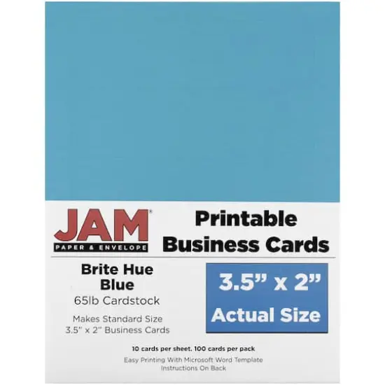 JAM Paper Brite Hue Printable Business Cards, 100ct. Brite Hue Blue {1}