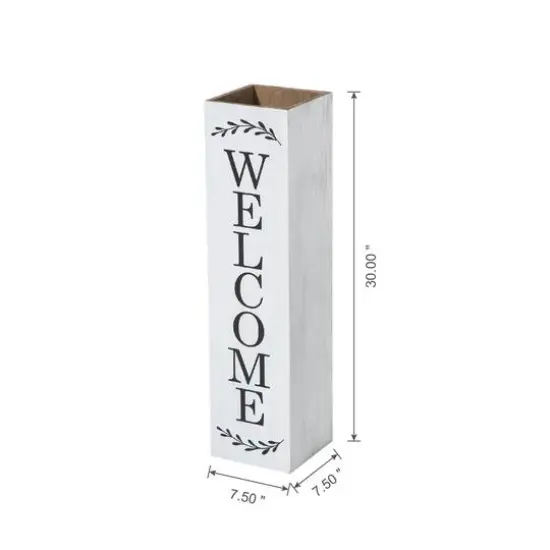 Glitzhome&reg; 30" Double Sided Solid White Boxed Welcome Porch Sign {9}