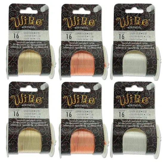 The Beadsmith&reg; 16 Gauge Wire Elements&trade; Tarnish Resistant Medium Temper Gold, Silver & Copper Wire, 6ct. {1}