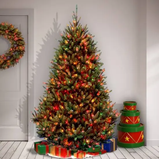7.5ft. Pre-Lit Natural Fraser Medium Fir Artificial Christmas Tree, Multicolor Lights {3}