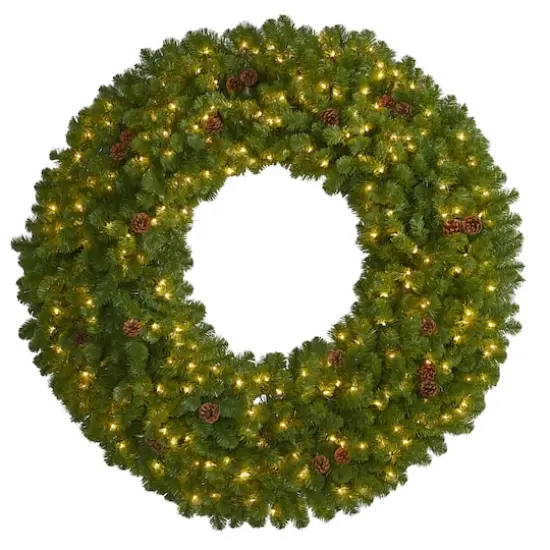 5ft. Pre-Lit Pine & Pinecone Artificial Christmas Wreath {1}