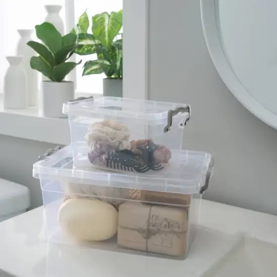 Simplify 1.75L Clear Stackable Storage Bin with Handle {7}
