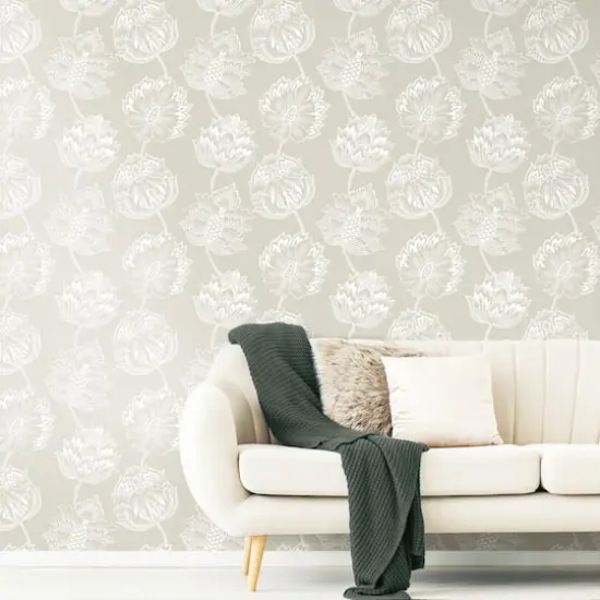 RoomMates Batik Jacobean Peel & Stick Wallpaper Beige and White {8}