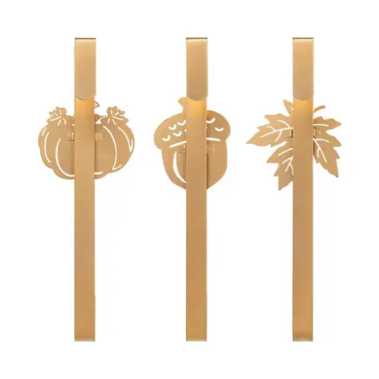 Glitzhome&reg; 14" Fall Metal Acorn, Leaf & Pumpkin Wreath Hanger Set {8}