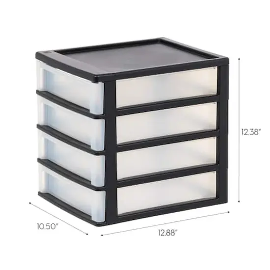 IRIS Black 4 Drawer Desktop Storage Unit Set {3}