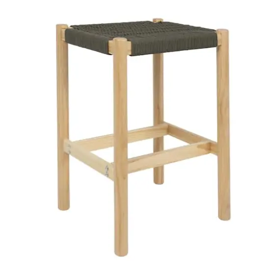 Hello Honey&reg; Fernway 25" Solid Wood and Woven Rope Counter Height Stool Moss Green {1}