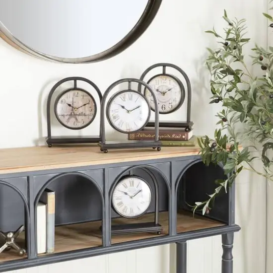 11" Black Metal Vintage Hanging Clock Set {15}
