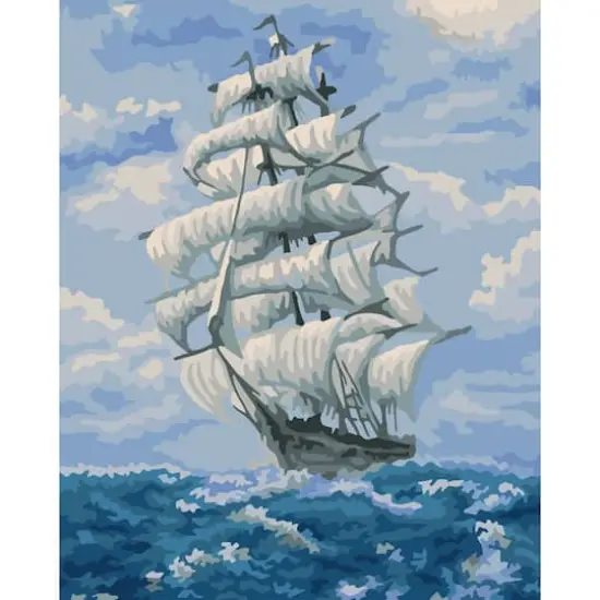 8" x 10" Vintage Ship Paint-by-Number Kit with Wood Display Hanger by Artist's Loft® {1}