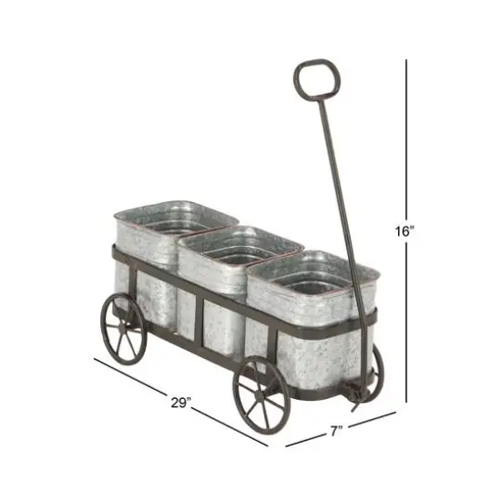 Silver Metal Farmhouse Wagon Planter {7}