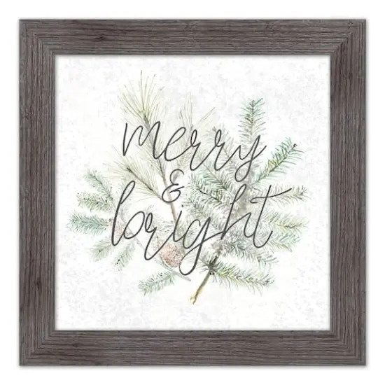 16" Merry & Bright Western Gray Framed Print {1}