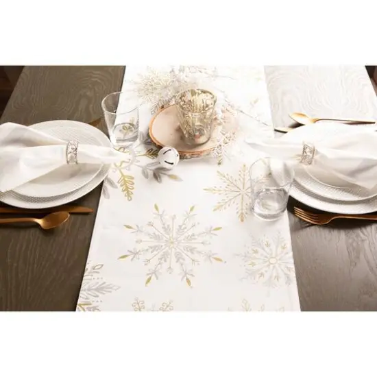 DII&reg; 72'' Snowflake Sparkle Printed Table Runner {3}