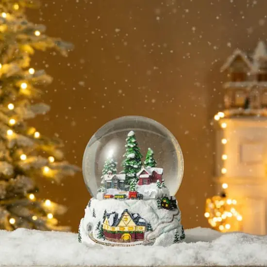 Glitzhome&reg; 8" Lighted Musical Snowflakes Village Waterglobe {3}