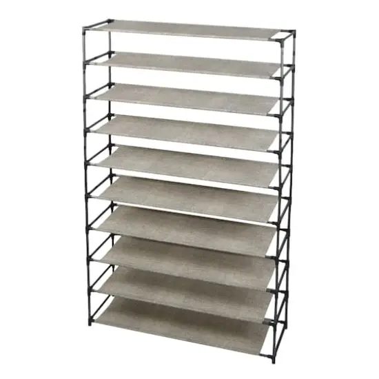 Simplify Black 10-Tier 50 Pair Shoe Rack {1}