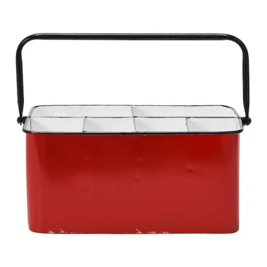 Hello Honey&reg; 6-Compartment Metal Caddy with Handle Red {5}