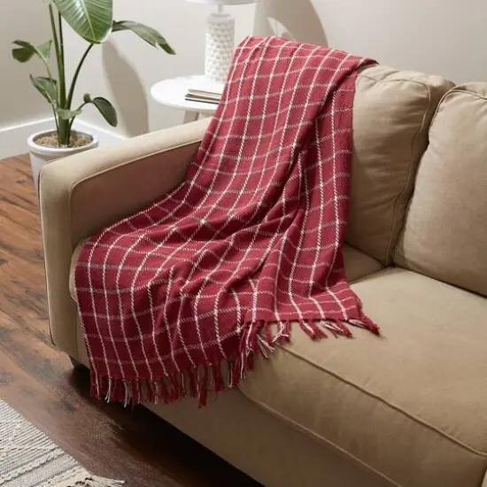 DII&reg; Checked Plaid Throw Barn Red {8}