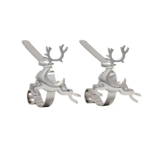 Original MantleClip&reg; Silver Reindeer Icons Stocking Holders, 2ct. {1}