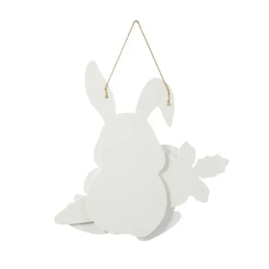 Glitzhome&reg; 14" Happy Easter Bunny & Carrot Door Hanger {7}