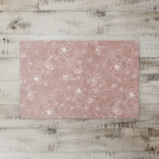 Line Floral Floor Mat Pink {3}