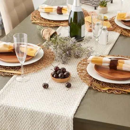DII&reg; 108" Woven Fringed Table Runner Natural {7}