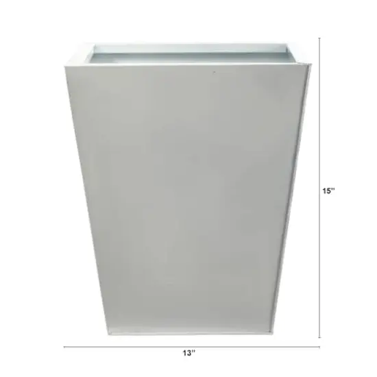 15" White Classic Square Metal Planter {3}