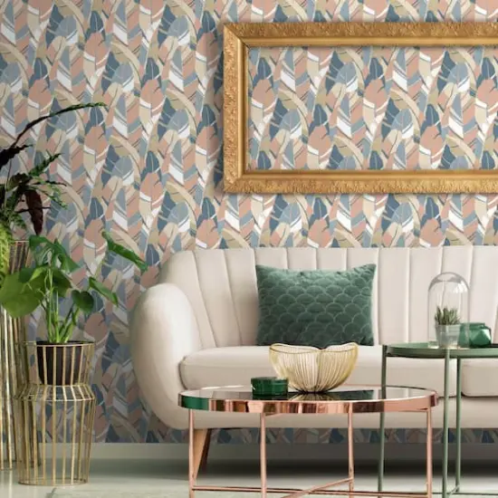 RoomMates Hearts of Palm Peel & Stick Wallpaper Blue/Pink {5}