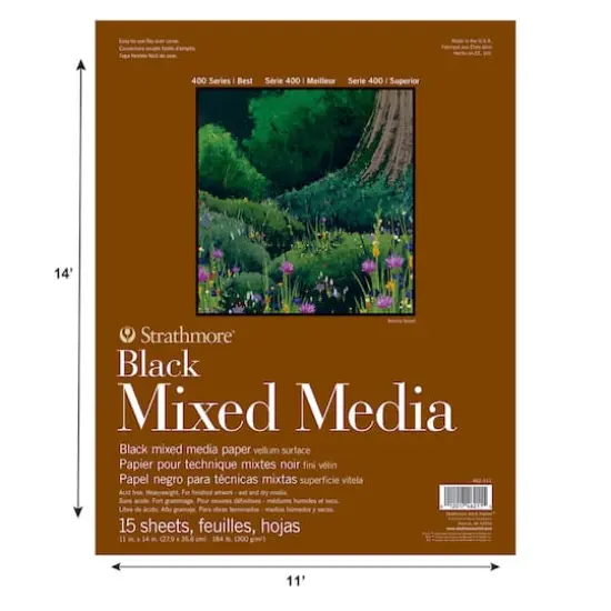 Strathmore&reg; 400 Series Black Mixed Media Paper Pad {3}