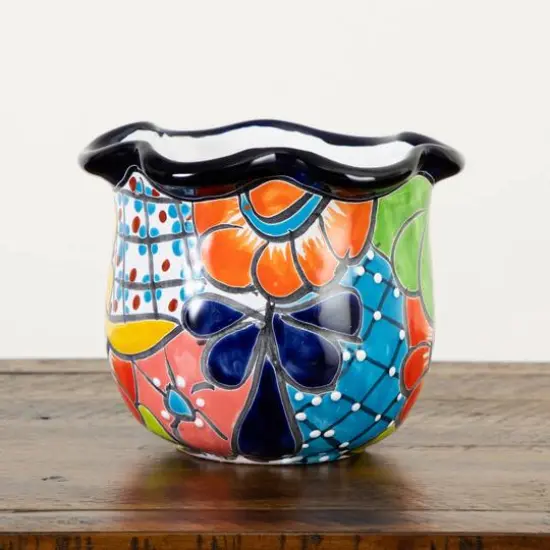 7" Handmade Mexican Talavera Ceramic Planter {7}
