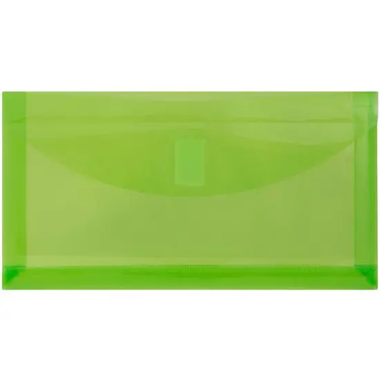 JAM Paper 5.25" x 10" Plastic Hook & Loop Closure Envelopes, 12ct. Lime Green {1}