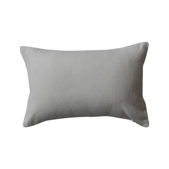 Hello Honey&reg; 14" x 9" Natural & Green Embroidered Christmas Trees Cotton Slub Lumbar Pillow {4}