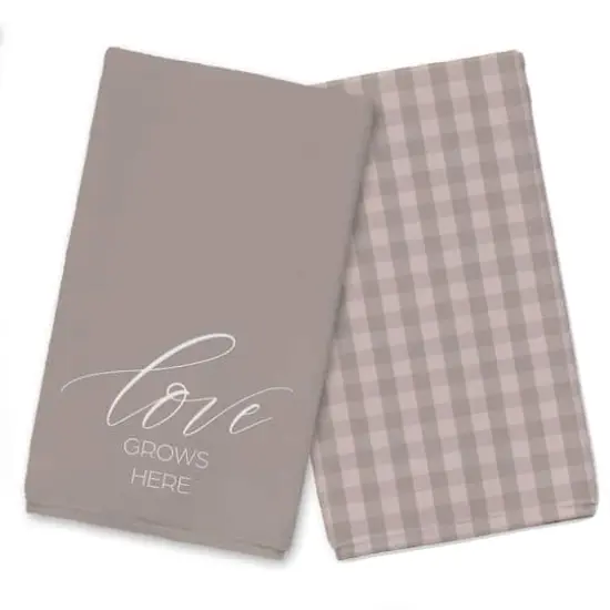 Love Grows Here Tea Towel Set Brown {1}