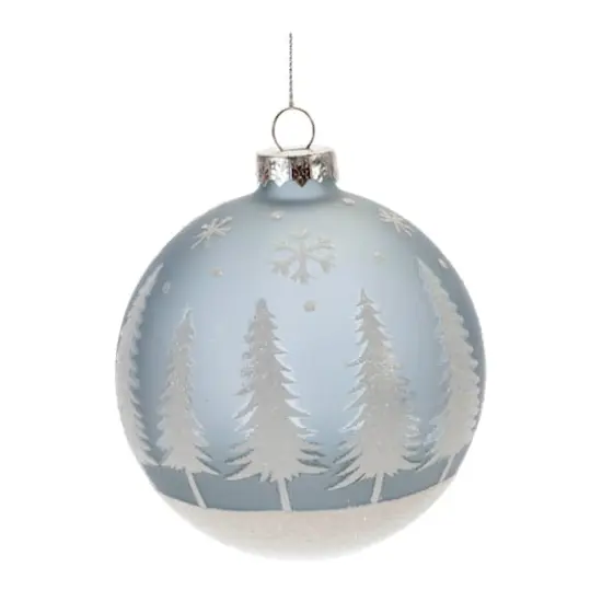 4" Frosted Forest & Village Glass Ball Ornament Set {4}