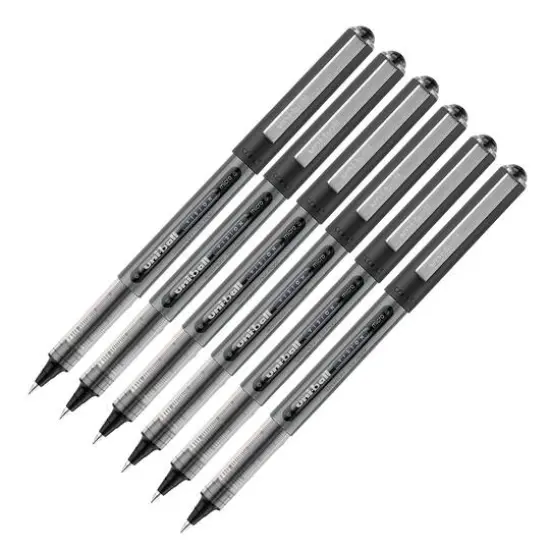 Vision&trade; Black Micro Point Roller Ball Pen, 6ct. {1}